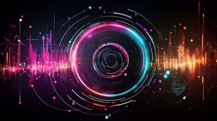 Engaging visuals representing music and sound waves for a dance party.