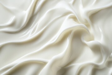 Obraz premium Creamy white cosmetic product has smooth swirled and textured surface