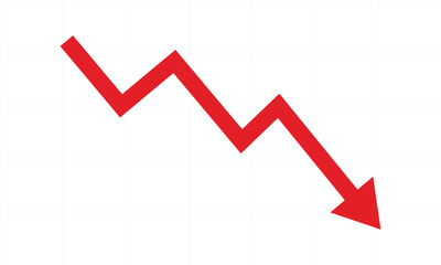 Obraz premium Declining Trend. Red Chart Graph Shows a Negative Market Shift