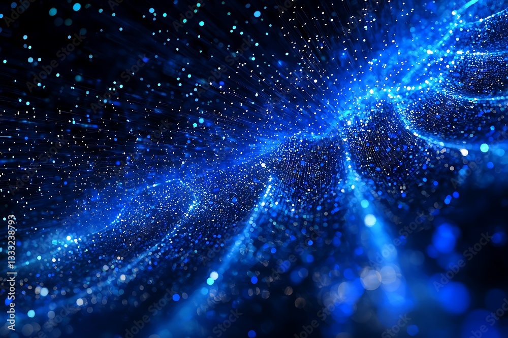 Wall mural cloud computing in the digital realm with abstract blue light and data motion