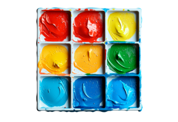 Colorful paint palette isolated on transparent background