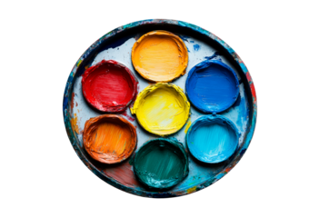 Colorful artist palette isolated on transparent background