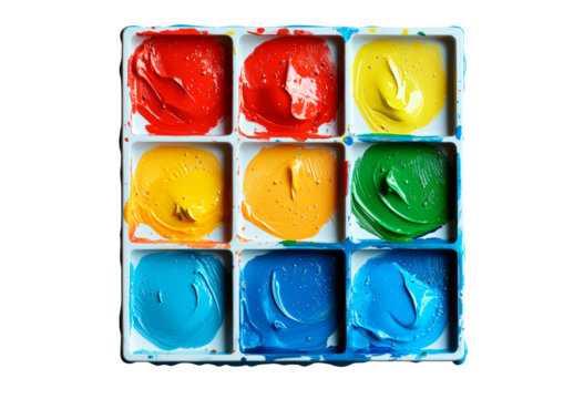 Colorful paint palette isolated on transparent background