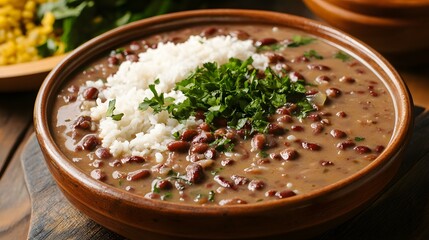 Delicious Red Kidney Bean Stew with Rice and Parsley