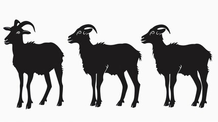 Obraz premium Striking Isolated Vector Farm Animal Silhouettes on a White Canvas: Ideal for Design Projects