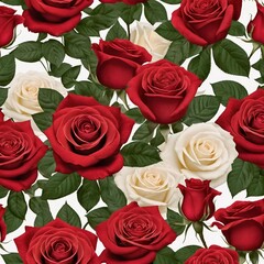 A stunning arrangement of rich red and delicate white roses is elegantly displayed, evoking emotions of love and beauty in a serene outdoor setting, perfect for celebration Generative AI