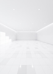 Obraz premium 3d rendering of blur background or blur white empty space in room include tile floor in perspective view, light of window. Modern luxury interior home design of living room look clean, bright, shiny.