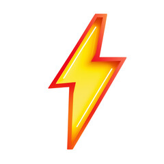 Bright Yellow Neon Lightning Bolt Energy Power Symbol Design 3d art red fast icon dark logo flash   