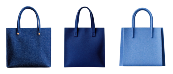 Stylish blue tote bags in various designs