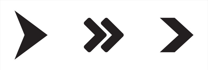 A set of clean, sharp arrows pointing forward with a bold solid design, ideal for navigation symbols.
