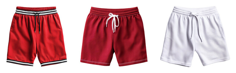 Stylish athletic shorts in red and white variations