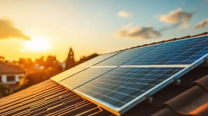 Rooftop solar panels embodying sustainable living in a minimalist setting.