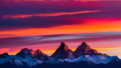 Dusk in the mountain range