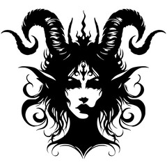 Creepy devil woman silhouette