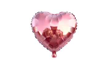 Heart shaped pink foil balloon isolated on transparent background