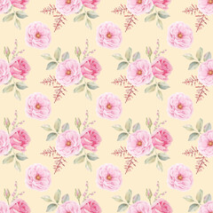 Seamless repeating floral bouquet with rose pattern, valentine's day and love fabric