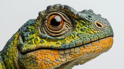 Fototapeta premium Closeup of a T-Rex figurine showcasing sharp textures and dramatic lighting, evoking raw power and prehistoric intensity.