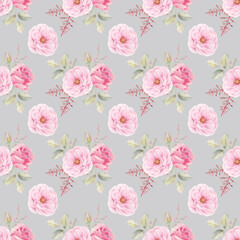 Seamless repeating floral bouquet with rose pattern, valentine's day and love fabric