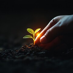 Environment Close-up Hand Moment Dark Glowing Symbolizing