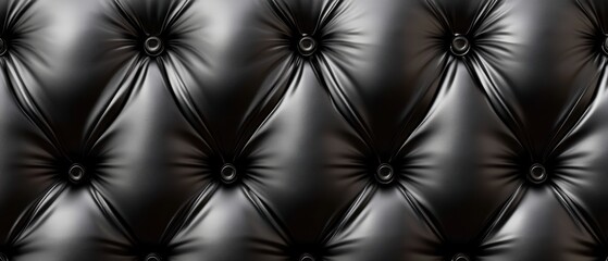 A detailed view of a textured black leather wall upholstery.