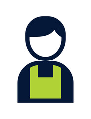 エプロンを着けている人のシンプルなカラーイラスト