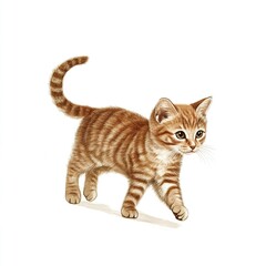 A Cute cat walking, on a white background