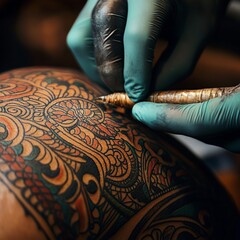 Art Close-up Tattoo Perspective Client?s Arm Colorful