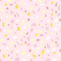 Terrazzo Floor seamless pattern with Golden Pieces