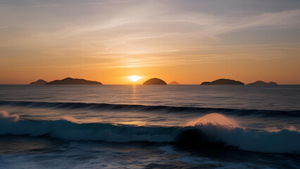 Above the ocean and the setting sun