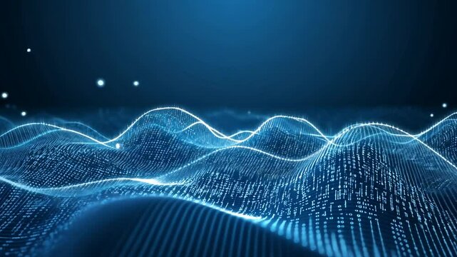 Abstract Binary Code Wave Animation for Technology and Data Representation