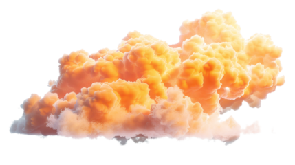 Orange sunset cloud isolated on white background
