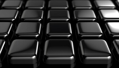 Shiny Black Squares Pattern on Reflective Surface