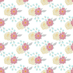 Seamless repeating floral bouquet with rose pattern, valentine's day and love fabric
