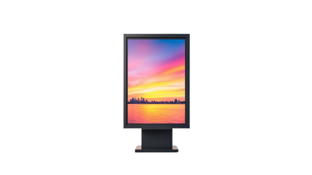 Digital screen display mock-up, cut out. Isolated on a transparent background.