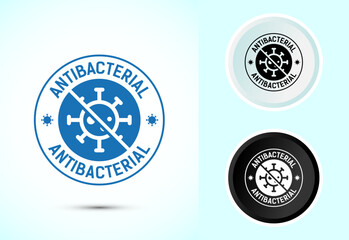 Antibacterial icon design illustration, Hygiene label symbol for product packaging, Color black and white