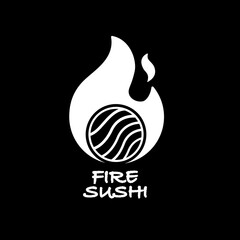Fire sushi logo vector illustration design.