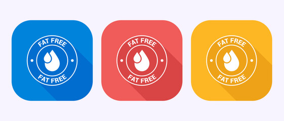Fat free icon design illustration. Zero fat circle badge label in shadow button design