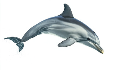 dolphin gracefully jumping on white background