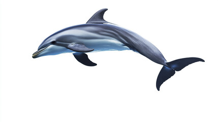 dolphin gracefully jumping on white background