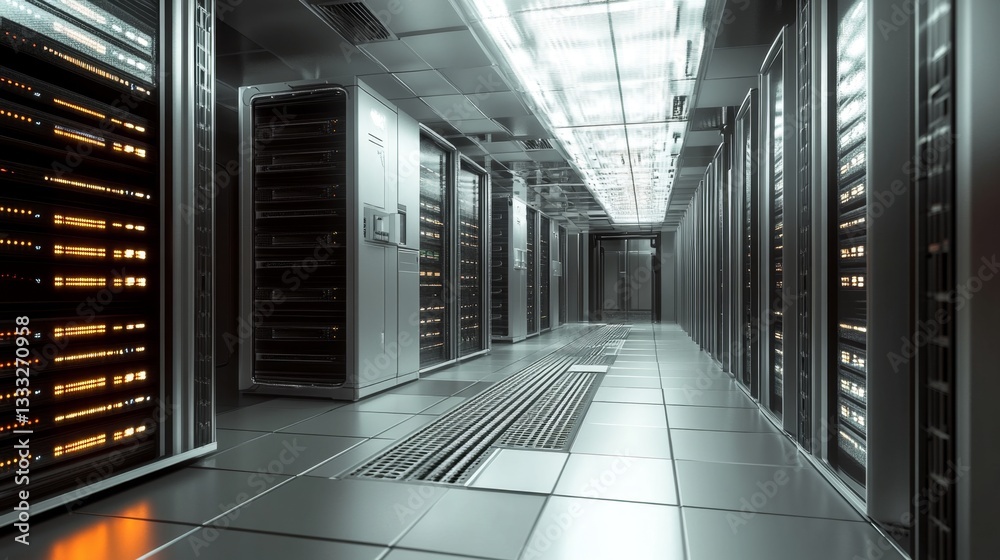 Poster dynamic rendering of a server room cloud gigapixel digital environment tech hub futuristic concept
