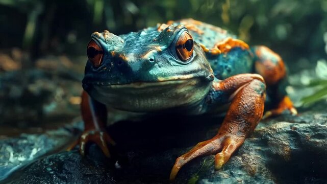 The frog leaped gracefully from the lily pad, landing softly on the water's surface.
