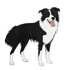 Fototapeta premium full body illustration of Border Collie with happy expression
