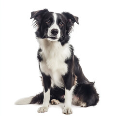 Fototapeta premium full body of Border Collie sitting on white background