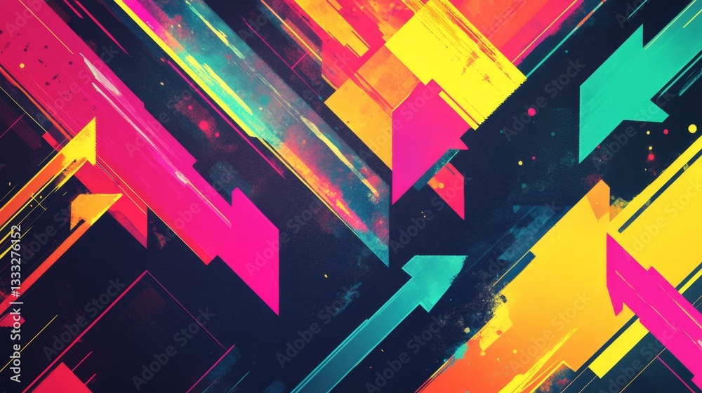 Poster creating dynamic digital arrows pattern futuristic space gigapixel artwork virtual reality conceptua