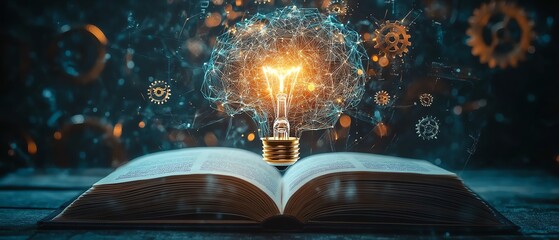 Glowing idea from open book