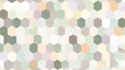 minimalist illustration of a repeating hexagonal pattern in pastel tones, including mint green, soft lavender, and pale peach, with a modern and clean aesthetic. minimalist illustration, repeating 