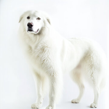 Majestic Akbash dog standing tall with thick white fur