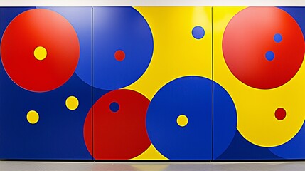 playful polka dot pattern in a rainbow of colors, including bright red, sunny yellow, and sky blue, arranged in a random yet balanced layout. playful polka dot pattern, rainbow colors, bright 