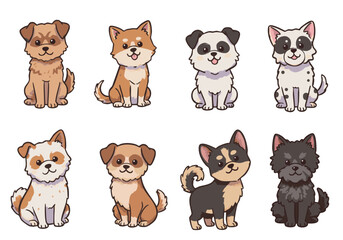 Fototapeta premium Cute Cartoon Dog Breeds Collection - Adorable Pet Illustrations