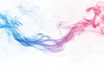 Vibrant swirls of blue and pink smoke intertwine gracefully against a soft white background.